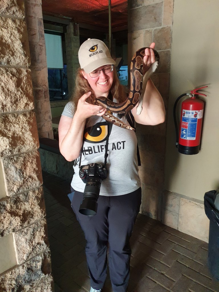 Cornelia mit der kleineren Schlange in den Händen (© Sebastian Sperling, 2024)