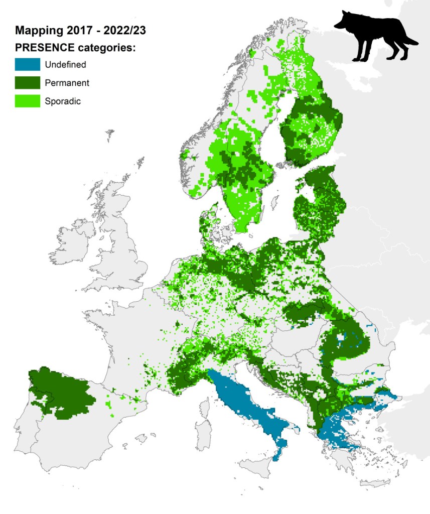 Grafik mit den Wolfsbeständen in Europa © LCIE, 2022