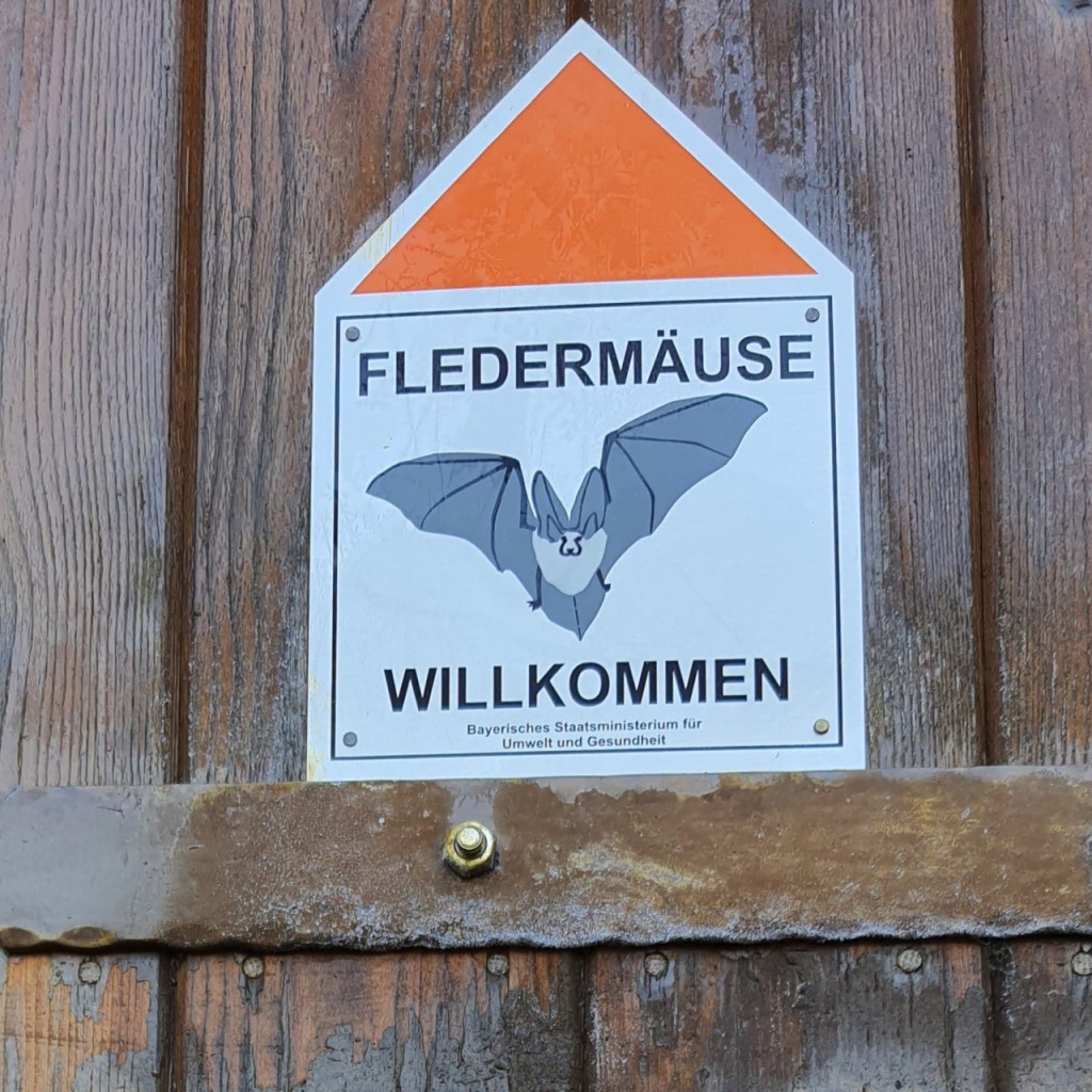 Eine Wandplakette "Fledermäuse Willkommen" (© Cornelia Hebrank, 2025)